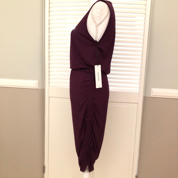 NWT Calvin Klein Dress Ruched Bottom Size 8 Plum Dark Purple Aubergine - Picture 8 of 9